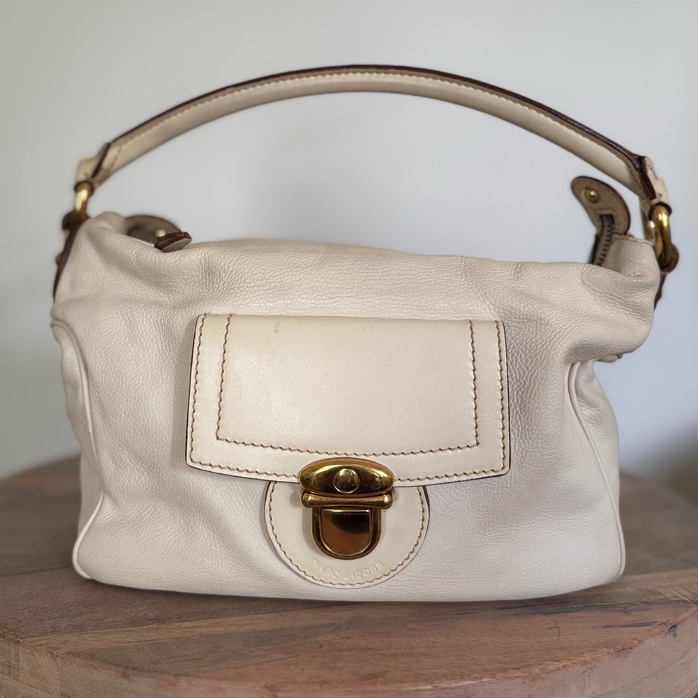 Marc Jacobs Cream Leather Bag with Gold Hardware